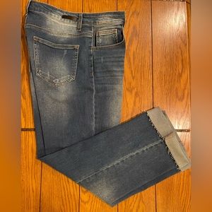 EUC RISEN Los Angeles high waisted, button fly jeans, waist 31/size 13, raw hem